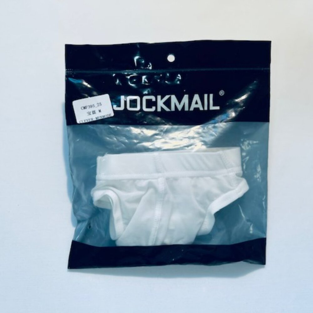 JOCKMAIL   Waist 28-31"s Nylon Blend Semi Sheer T-Back Thong - White - PouchJOC - Picture 10 of 11